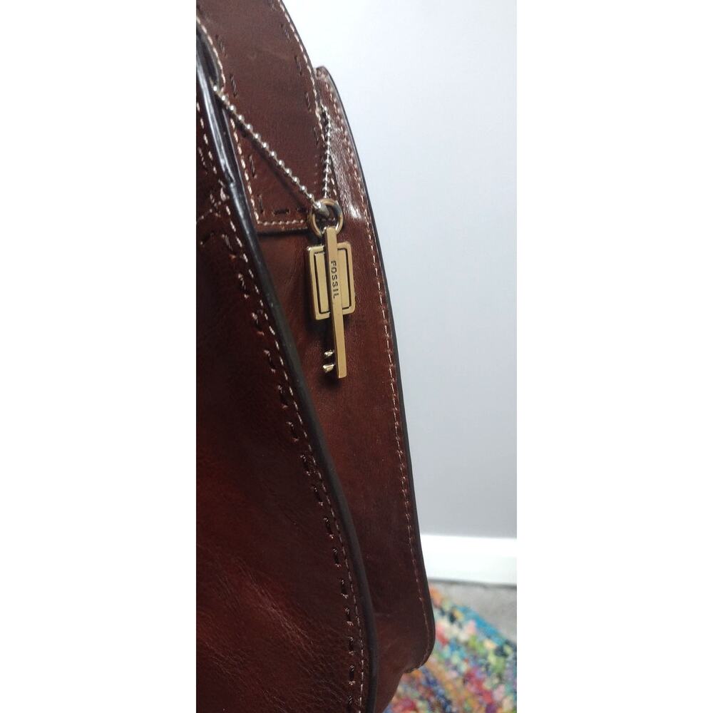 Vintage Fossil Shoulder Bag Brown Leather Boho - Picture 12 of 14